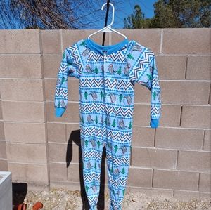 Seven Pajamas boys size 4 christmas dinosaur zip up with feet